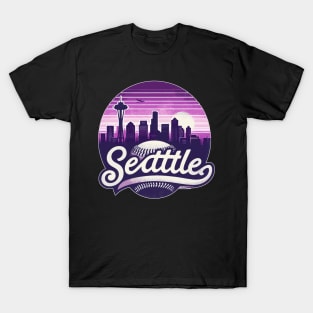 Vintage Purple Seattle City Baseball T-Shirt